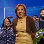 Robin’s beige leather dress on Good Morning America