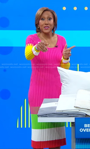 Robin’s colorblock ribbed dress on Good Morning America
