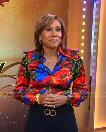 Robin’s floral button down blouse on Good Morning America