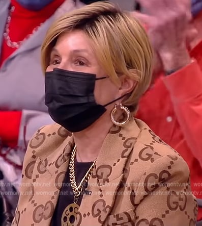 Rosa Beza’s Gucci logo canvas blazer on The View