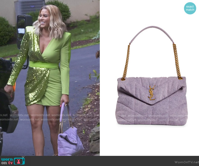 Saint Laurent Medium Lou Quilted Denim Bag worn by Robyn Dixon on The Real Housewives of Potomac