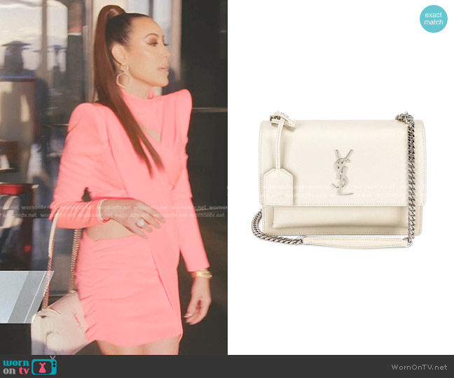 Saint Laurent Medium Sunset Chain Bag worn by Angie Katsanevas on The Real Housewives of Salt Lake City