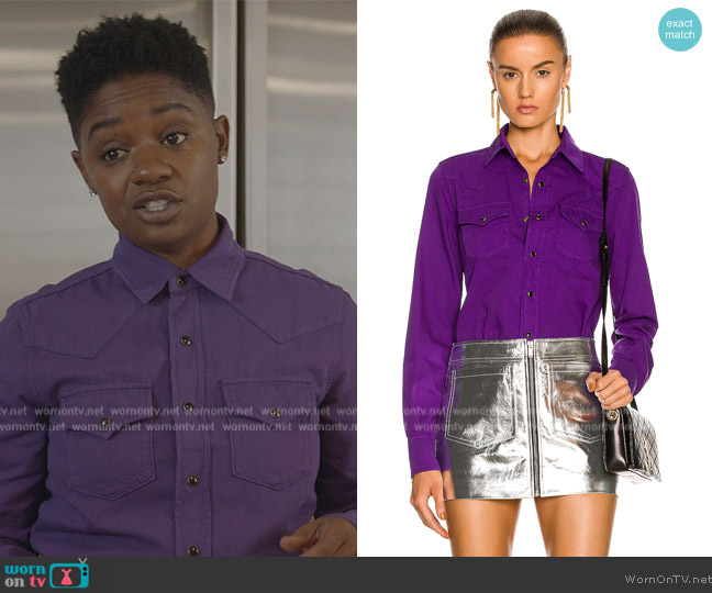 Saint Laurent Classic Western Shirt worn by Tamia Cooper (Bre Z) on All American