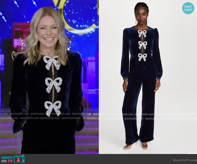 Saloni Camille Bow Jumpsuit worn by Kelly Ripa on Live with Kelly and Mark