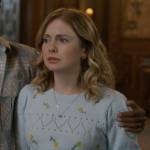 Sam’s light blue flower embroidered sweater on Ghosts