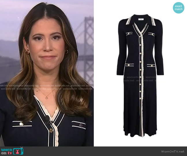 Sandro Alexandrine Ribbed-Knit Shirtdress worn by Deirdre Bosa on NBC News Daily