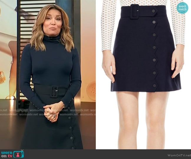 Sandro Laurene Belted Skirt worn by Kit Hoover on Access Hollywood