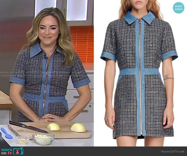 Sandro Mary Denim-Trim Minidress worn by Dina Deleasa on Today