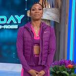 Sanya Richards-Ross’s purple padded jacket on Sherri