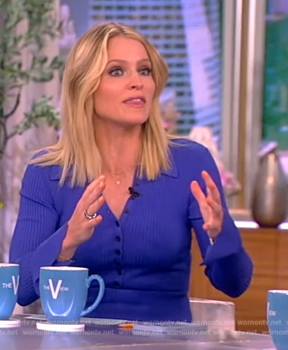 Sara’s blue ribbed polo dress on The View