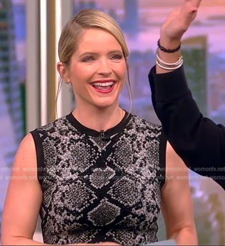 Sara’s gray snake skin print sheath on The View