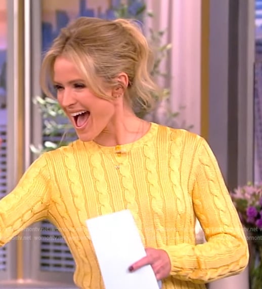 Sara’s yellow cable knit sweater on The View