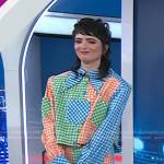 Sarah Sherman’s multicolor gingham check jacket and flare pants on Today