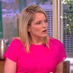 Sara’s pink contrast ruffle dress on The View