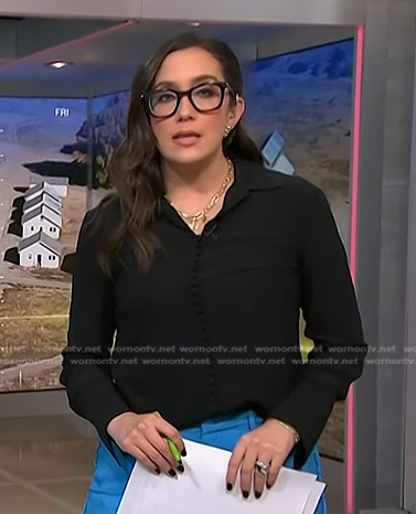 Savannah’s black button down blouse on NBC News Daily