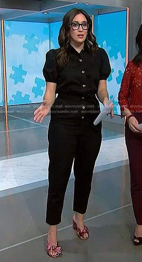 Svannah’s black puff short sleeve jumpsuit on NBC News Daily