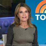 Savannah’s metallic colorblock sweater and black skirt on Today