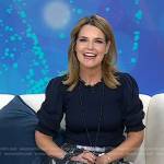 Savannah’s navy smocked top and floral skirt on Today