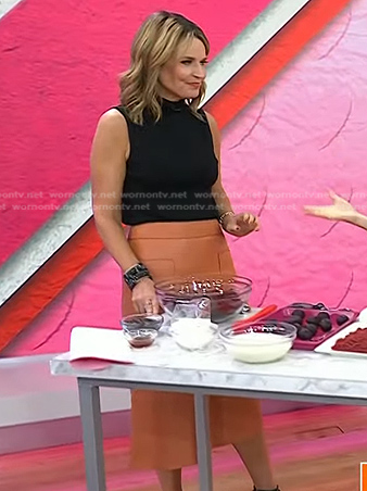 Savannah’s orange leather skirt on Today