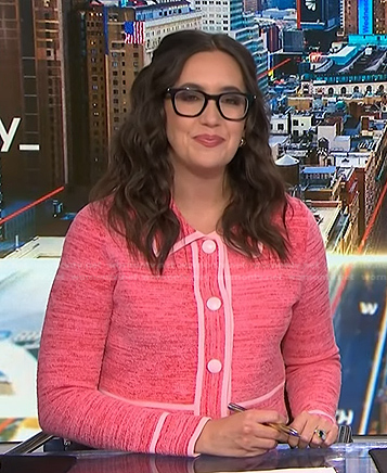 Savannah’s pink contrast trim cardigan on NBC News
