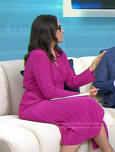 Savannah’s pink pleated wrap dress on NBC News Daily