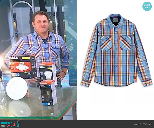 Scotch & Soda Distressed Flannel Plaid Shirt worn by George Oliphant on Today