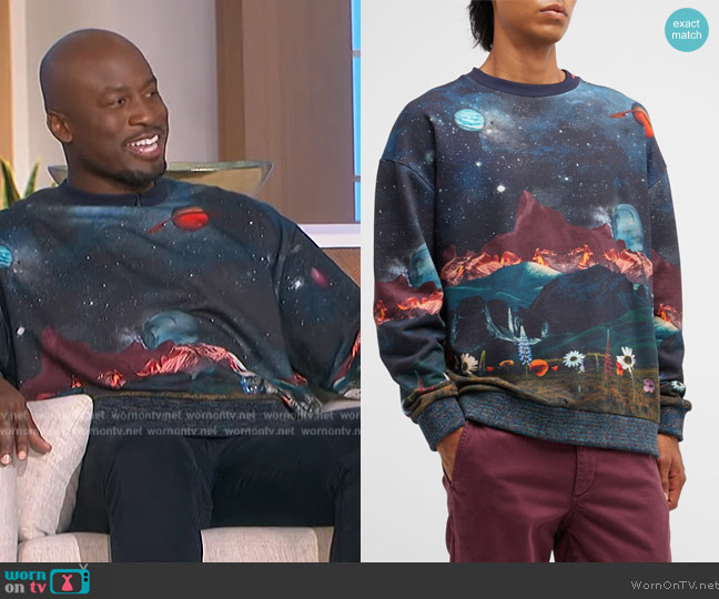 Scotch and Soda Felpa Space Print Sweatshirt worn by Akbar Gbajabiamila on The Talk