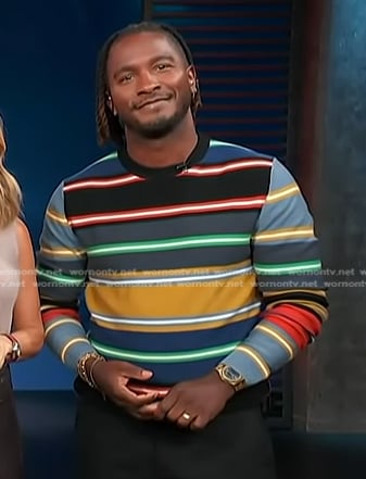 Scott’s multicolor stripe top on Access Hollywood
