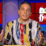 Sebastian Maniscalco’s multi color leopard sweater on CBS Mornings