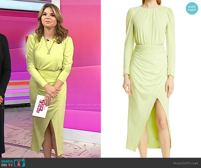 Self Portrait Crystal Neck Cutout Long Sleeve Midi Dress worn by Jenna Bush Hager on Today