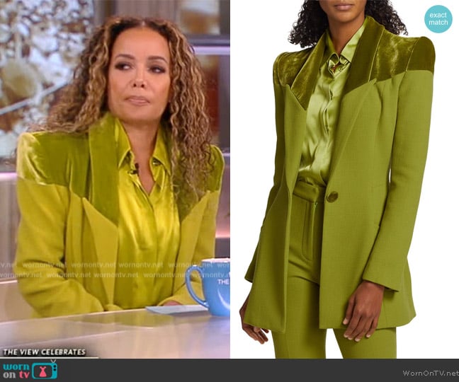 Sergio Hudson Paneled Velvet-Embellished Blazer worn by Sunny Hostin on The View