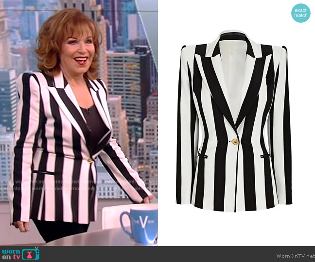 Sergio Hudson Striped stretch-crepe blazer worn by Joy Behar on The View