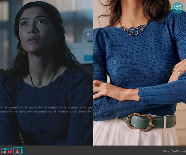 Sezane Roma Jumper worn by Jess Valenzuela (Lisette Olivera) on National Treasure: Edge of History
