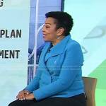 Sharon Epperson’s blue wool moto jacket on Today