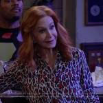 Sheila’s red leopard print button down blouse on Call Me Kat
