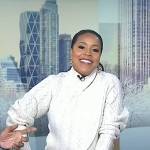 Sheinelle’s white cable knit tulip hem sweater on Today