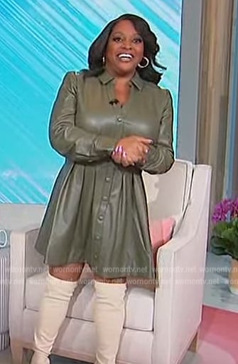 Sherri’s green leather shirtdress on Sherri
