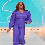 Sherri’s purple satin wrap dress on Sherri