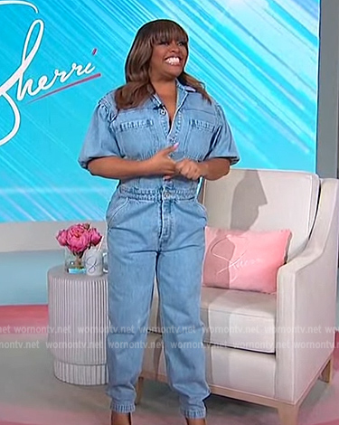 Sherri’s denim jumpsuit on Sherri