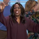 Sheryl’s purple tie neck blouse on The Talk