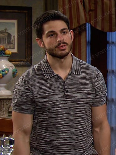 Sonny’s grey space dye polo shirt on Days of our Lives