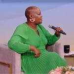 Sonya Renee Taylor’s green pleated dress on Tamron Hall Show