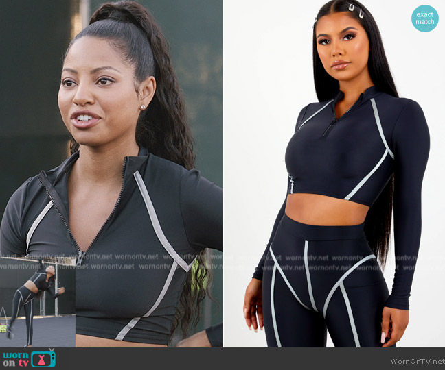 Sorella Black Thick Piping Two Piece Set worn by Thea (Camille Hyde) on All American Homecoming
