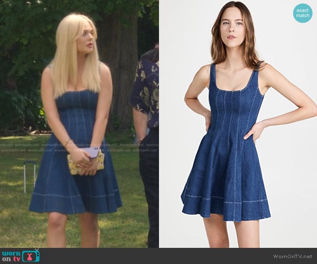 Staud Wells Denim Skater Dress worn by Audrey Hope (Emily Alyn Lind) on Gossip Girl
