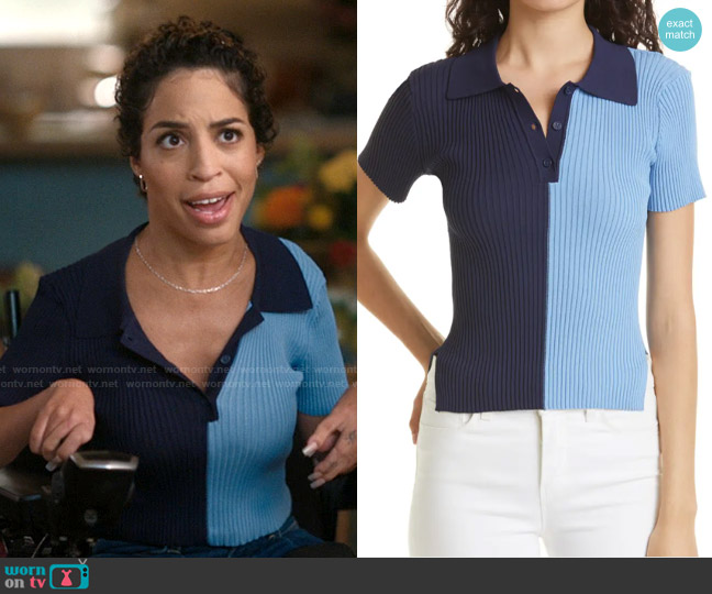 Staud Brice Polo Sweater worn by Maribel (Jillian Mercado) on The L Word Generation Q