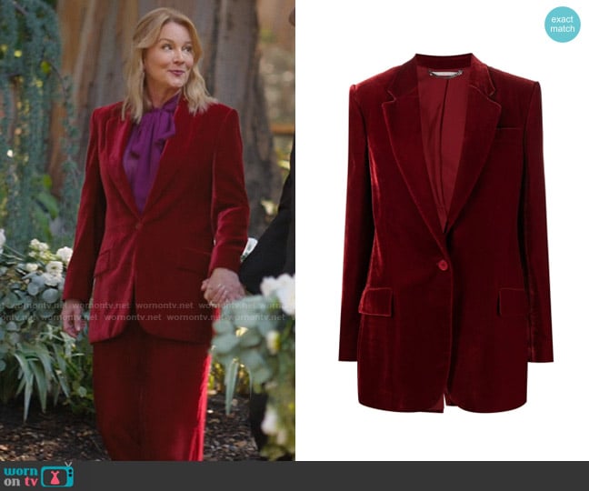 Stella McCartney One-Button Boyfriend Velvet Blazer worn by Tina Kennard (Laurel Holloman) on The L Word Generation Q