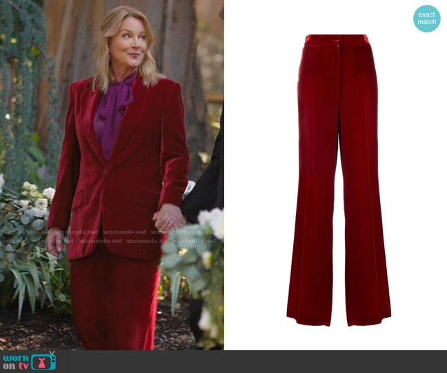 Stella McCartney Tailored Velvet Dtraight-Leg Trousers worn by Tina Kennard (Laurel Holloman) on The L Word Generation Q
