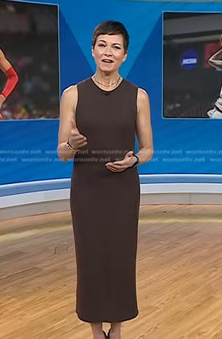 Stephanie’s brown ribbed sleeveless dress on Today