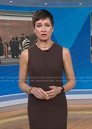 Stephanie’s brown ribbed sleeveless dress on Today
