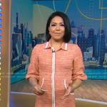 Stephanie’s orange tweed mini dress on Good Morning America